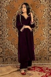 Buy_Priya Chaudhary_Purple Silk Velvet Kurta_Online_at_Aza_Fashions