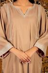 Priya Chaudhary_Brown Silk Velvet Embroidered Sequin V Neck Kurta And Pant Set _at_Aza_Fashions
