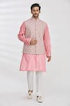 Buy_RNG Safawala_Pink Bundi Blended Silk Kurta Cotton Silk Churidar Dupion And Set For Kids For Kids_at_Aza_Fashions