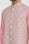 RNG Safawala_Pink Bundi Blended Silk Kurta Cotton Silk Churidar Dupion And Set For Kids For Kids_at_Aza_Fashions