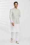 Buy_RNG Safawala_Green Brocade Silk Bundi And Kurta Set_Online_at_Aza_Fashions