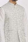 RNG Safawala_Green Bundi Brocade  Kurta And Churidar Dupion Woven & Set For Kids For Kids_at_Aza_Fashions