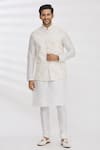 Buy_RNG Safawala_White Bundi Blended  Kurta And Churidar Dupion & Set For Kids For Kids_at_Aza_Fashions