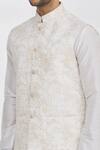 Shop_RNG Safawala_White Bundi Blended  Kurta And Churidar Dupion & Set For Kids For Kids_Online_at_Aza_Fashions