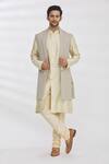 Buy_RNG Safawala_Grey Jacket French Terry Embroidered Thread Work And Kurta Set _at_Aza_Fashions