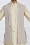 Shop_RNG Safawala_Grey Jacket French Terry Embroidered Thread Work And Kurta Set _Online_at_Aza_Fashions