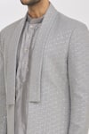Rng Safawala_Grey Kurta And Pant Dupion Silk, Jacket French Terry Sequins Longline & Set _at_Aza_Fashions