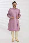 Buy_RNG Safawala_Purple Jacket And Achkan Blended  Pant Dupion Longline & Set _at_Aza_Fashions