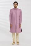 Buy_RNG Safawala_Purple Jacket And Achkan Blended  Pant Dupion Longline & Set _Online_at_Aza_Fashions