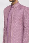 RNG Safawala_Purple Jacket And Achkan Blended  Pant Dupion Longline & Set _at_Aza_Fashions