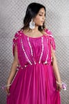 Julie by Julie Shah_Pink Crepe Embroidered Sequin Round Kaftan  _Online_at_Aza_Fashions