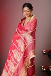 Shop_Moledro_Pink Opada Silk Printed Foil V Neck Mahi Embroidered Bridal Lehenga Set_Online_at_Aza_Fashions