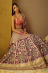 Buy_Moledro_Purple Modal Satin Printed Floral Motifs Sweetheart Neck Simar Lehenga Set _Online_at_Aza_Fashions