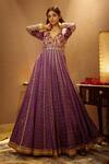 Shop_Moledro_Purple Modal Satin, Organza Dupatta Butterfly Sargun Embroidered Anarkali With _Online_at_Aza_Fashions