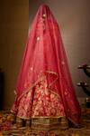 Shop_Moledro_Pink Modal Satin And Lurex Dupatta Organza Screen Print Baani Anarkali With _at_Aza_Fashions