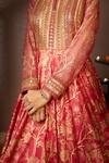 Shop_Moledro_Pink Modal Satin And Lurex Dupatta Organza Screen Print Baani Anarkali With _Online_at_Aza_Fashions