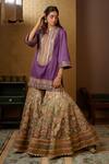 Moledro_Purple Modal Satin, Crepe Dupatta Butterfly Net Saira Kurta Sharara Set _Online_at_Aza_Fashions