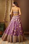 Shop_Moledro_Purple Modal Satin Embellished Gold Foil Sweetheart Neck Dua Lehenga Set _at_Aza_Fashions