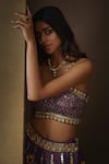 Shop_Moledro_Purple Modal Satin Embellished Gold Foil Sweetheart Neck Dua Lehenga Set _Online_at_Aza_Fashions