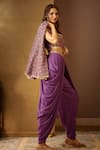 Moledro_Purple Crepe Embellished Floral Motifs Geet Dhoti Pant Set _Online_at_Aza_Fashions