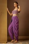 Buy_Moledro_Purple Crepe Embellished Floral Motifs Geet Dhoti Pant Set _Online_at_Aza_Fashions