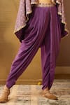 Moledro_Purple Crepe Embellished Floral Motifs Geet Dhoti Pant Set _at_Aza_Fashions