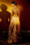 Shop_Moledro_Yellow Viscose Satin, Crepe And Tulle, Twill Silk Cutdana & Jacket Lehenga Set _at_Aza_Fashions