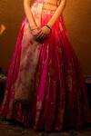 Moledro_Pink Oppara And Net, Twill Cutdana & Sequin, Foil Print Lehenga Set _at_Aza_Fashions