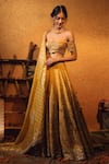Buy_Moledro_Yellow Crepe And Chanderi, Twill Cutdana & Sequin, Foil Lehenga Set _at_Aza_Fashions