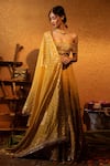 Moledro Yellow Crepe And Chanderi, Twill Cutdana & Sequin, Foil Lehenga Set Online at Aza Fashions Moledro_Yellow Crepe And Chanderi, Twill Cutdana & Sequin, Foil Lehenga Set _Online_at_Aza_Fashions
