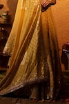 Shop Moledro Yellow Crepe And Chanderi, Twill Cutdana & Sequin, Foil Lehenga Set Online at Aza Fashions Shop_Moledro_Yellow Crepe And Chanderi, Twill Cutdana & Sequin, Foil Lehenga Set _Online_at_Aza_Fashions