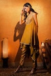 Buy_Moledro_Green Crepe, Silk Chanderi And Organza Cutdana Round Kurta Set _Online_at_Aza_Fashions