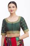 Buy_Samyukta Singhania_Green Net Embroidered Floral Round Blouse _Online_at_Aza_Fashions