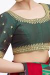 Shop_Samyukta Singhania_Green Net Embroidered Floral Round Blouse _Online_at_Aza_Fashions