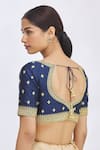 Shop_Samyukta Singhania_Blue Net Embroidered Floral Round Blouse _at_Aza_Fashions