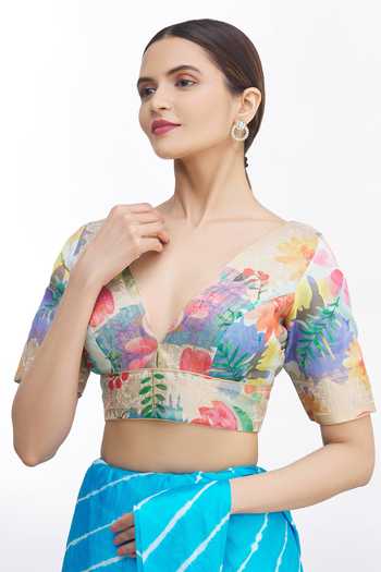 Buy_Nazaakat By Samara Singh_Multi Color Printed Blouse _at_Aza_Fashions