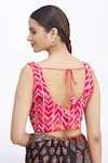 Shop_Khwaab by Sanjana Lakhani_Red Printed Geometric V Neck Blouse _at_Aza_Fashions