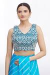 Buy_Nazaakat by Samara Singh_Blue Art Silk Floral Embroidered Blouse_Online_at_Aza_Fashions