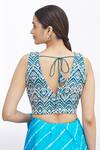Shop_Nazaakat by Samara Singh_Blue Art Silk Floral Embroidered Blouse_at_Aza_Fashions