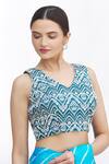 Buy_Nazaakat by Samara Singh_Blue Art Silk Floral Embroidered Blouse_at_Aza_Fashions
