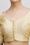 Shop_Nazaakat by Samara Singh_Gold Art Silk Woven Floral V Neck Saree Blouse For Women_Online_at_Aza_Fashions