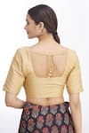 Shop_Nazaakat by Samara Singh_Gold Mulberry Silk Round Blouse_at_Aza_Fashions