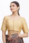 Buy_Nazaakat by Samara Singh_Gold Mulberry Silk Round Blouse_Online_at_Aza_Fashions
