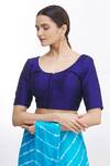 Buy_Nazaakat by Samara Singh_Blue Mulberry Silk Round Saree Blouse For Women_at_Aza_Fashions