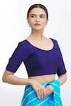Nazaakat by Samara Singh_Blue Mulberry Silk Round Saree Blouse For Women_Online_at_Aza_Fashions