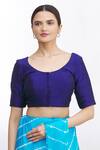 Buy_Nazaakat by Samara Singh_Blue Mulberry Silk Round Saree Blouse For Women_Online_at_Aza_Fashions