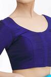 Shop_Nazaakat by Samara Singh_Blue Mulberry Silk Round Saree Blouse For Women_Online_at_Aza_Fashions