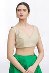 Buy_Nazaakat by Samara Singh_Gold Polyester Metallic Sleeveless Blouse_at_Aza_Fashions