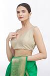 Buy_Nazaakat by Samara Singh_Gold Polyester Metallic Sleeveless Blouse_Online_at_Aza_Fashions