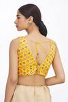 Shop_Nazaakat by Samara Singh_Yellow Jacquard Embroidered Blouse_at_Aza_Fashions